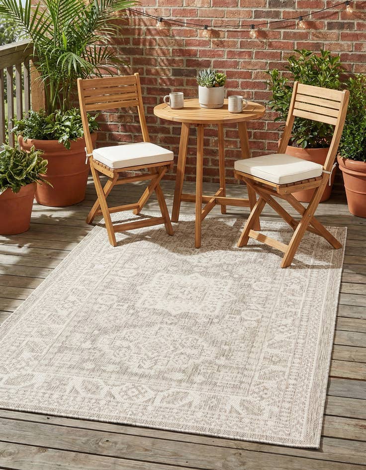 Detail image of 3' x 5' 3  Washable Aztec Indoor / Outdoor Rug