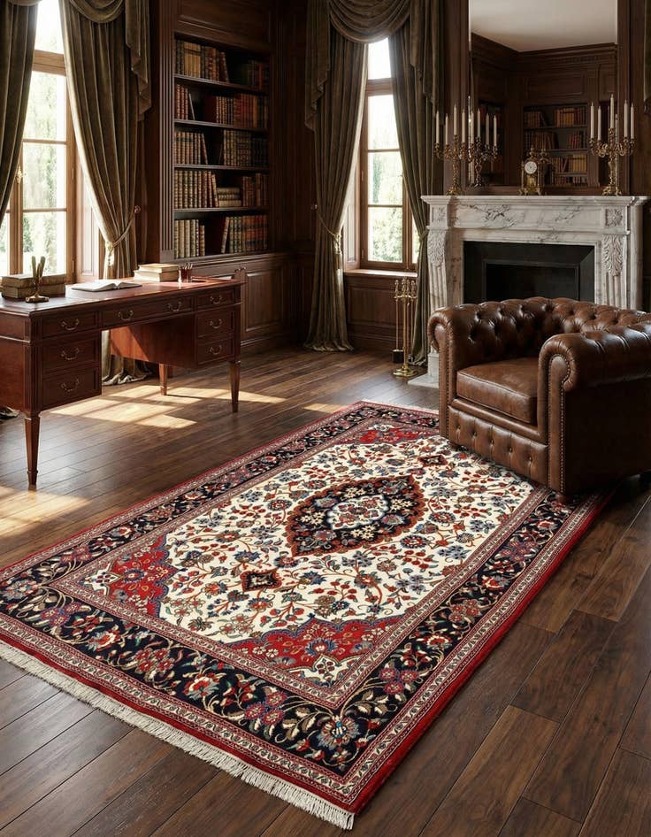 Detail image of 5' x 8' 5  Hand Knotted Qom Persian Rug