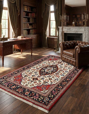 5' x 8' 5 Hand Knotted Qom Persian Rug