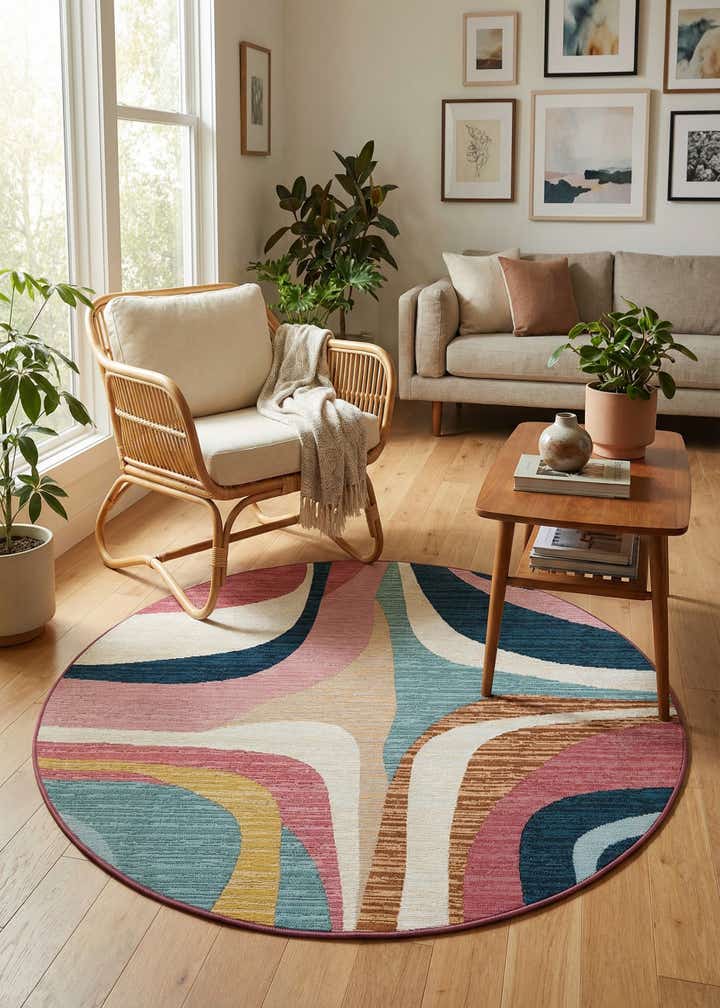 4' x 4' Easy-Clean Modern Indoor / Outdoor Round Rug