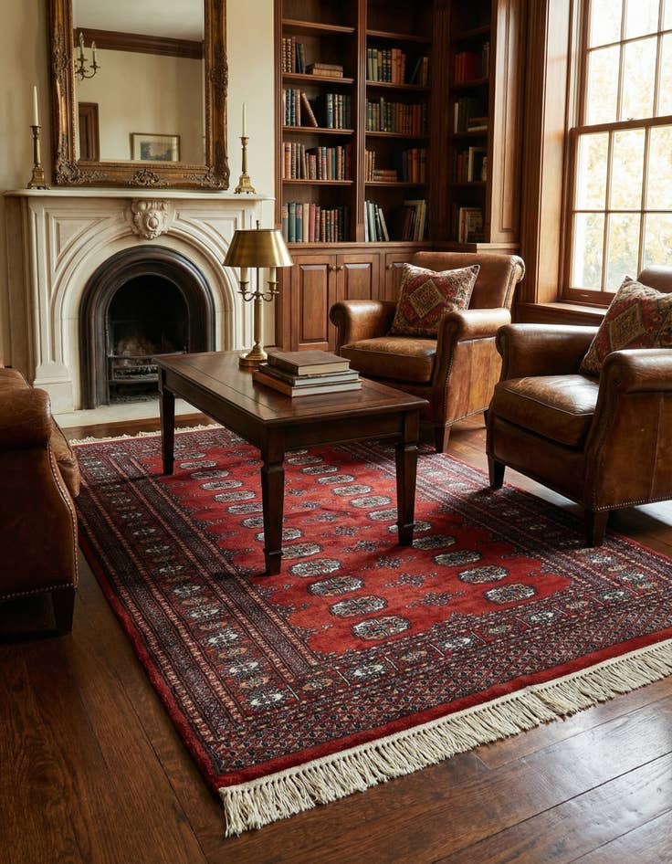 Detail image of 4' 1 x 6' 2  Hand Knotted Bokhara Oriental Wool Rug