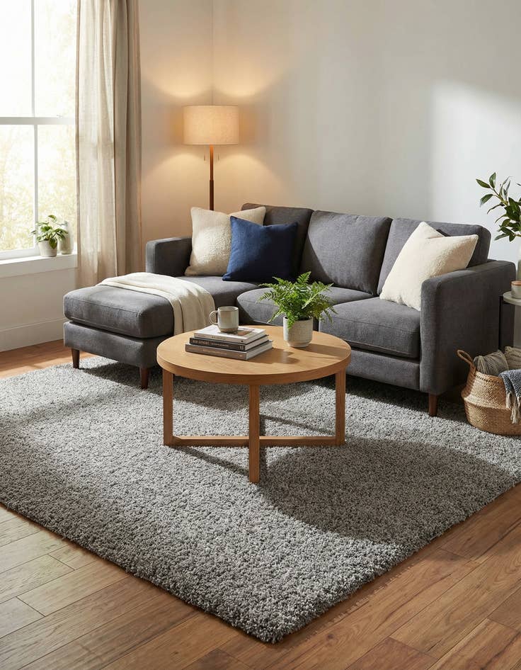 Detail image of  7' 10 x 7' 10 Solid Shag Square Rug