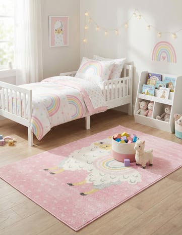 4' x 6' Llama Whimsy Kids Rug