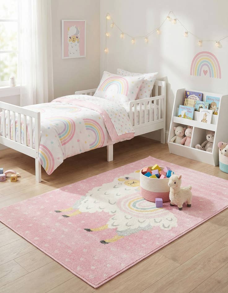 Detail image of 4' x 6' Llama Whimsy Kids Rug