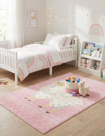4' x 6' Llama Whimsy Kids Rug