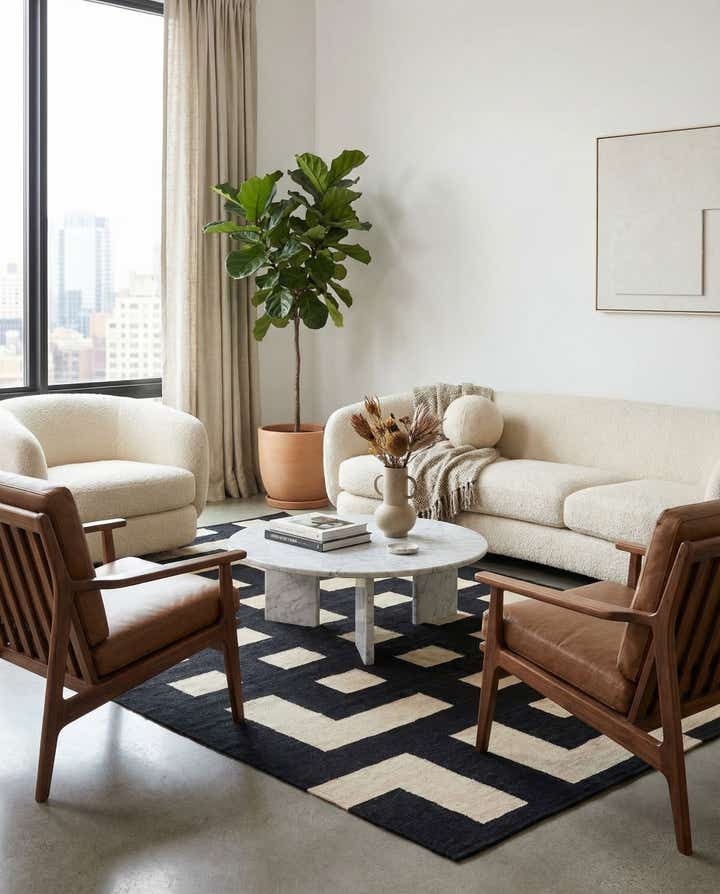 6' 9 x 9' 7 Hand Woven Kilim Modern Wool Rug