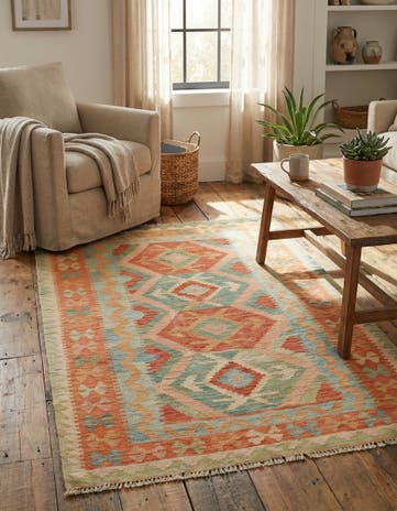 3' 2 x 5' Hand Woven Kilim Waziri Wool Rug