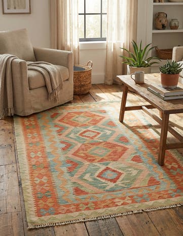 3' 2 x 5' Hand Woven Kilim Waziri Wool Rug