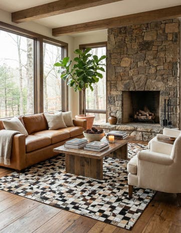 5' 1 x 8' Cowhide Leather Rug