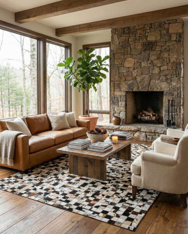 5' 1 x 8' Cowhide Leather Rug