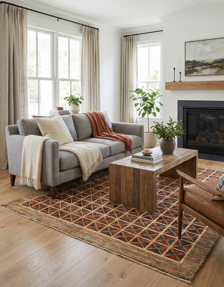 Detail image of 4' 11 x 6' 6  Hand Knotted Modern Ziegler Oriental Rug