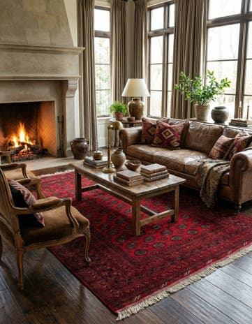 6' 8 x 9' 6 Hand Knotted Afghan Akhche Wool Rug