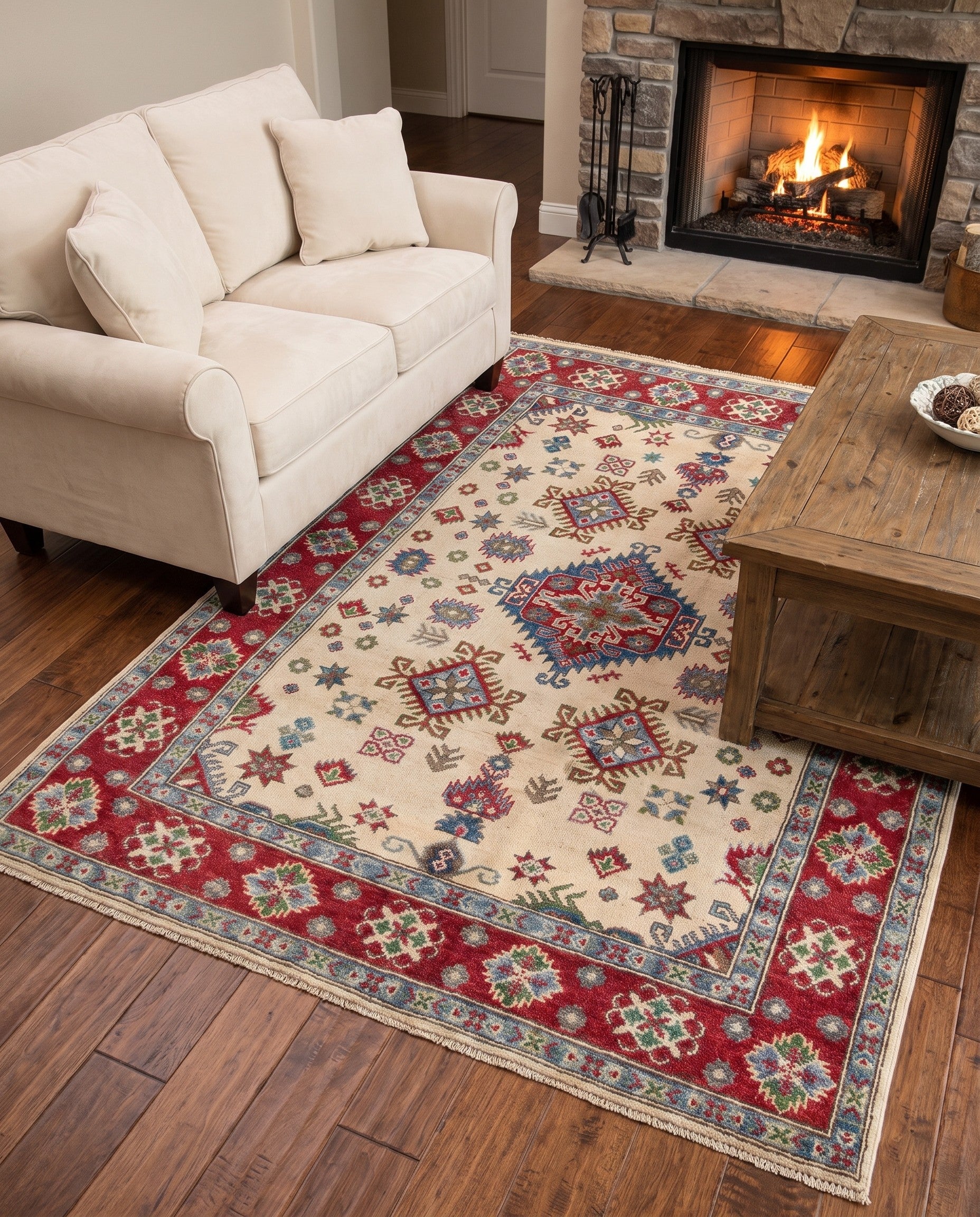 4' 11 x 6' 5 Hand Knotted Kazak Rug