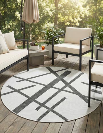 6' x 6' Easy-Clean Modern Indoor / Outdoor Round Rug