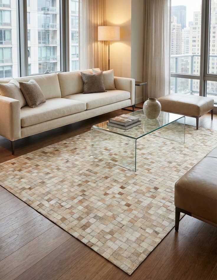 Detail image of 5' 2 x 8' Cowhide - Patchwork Rug