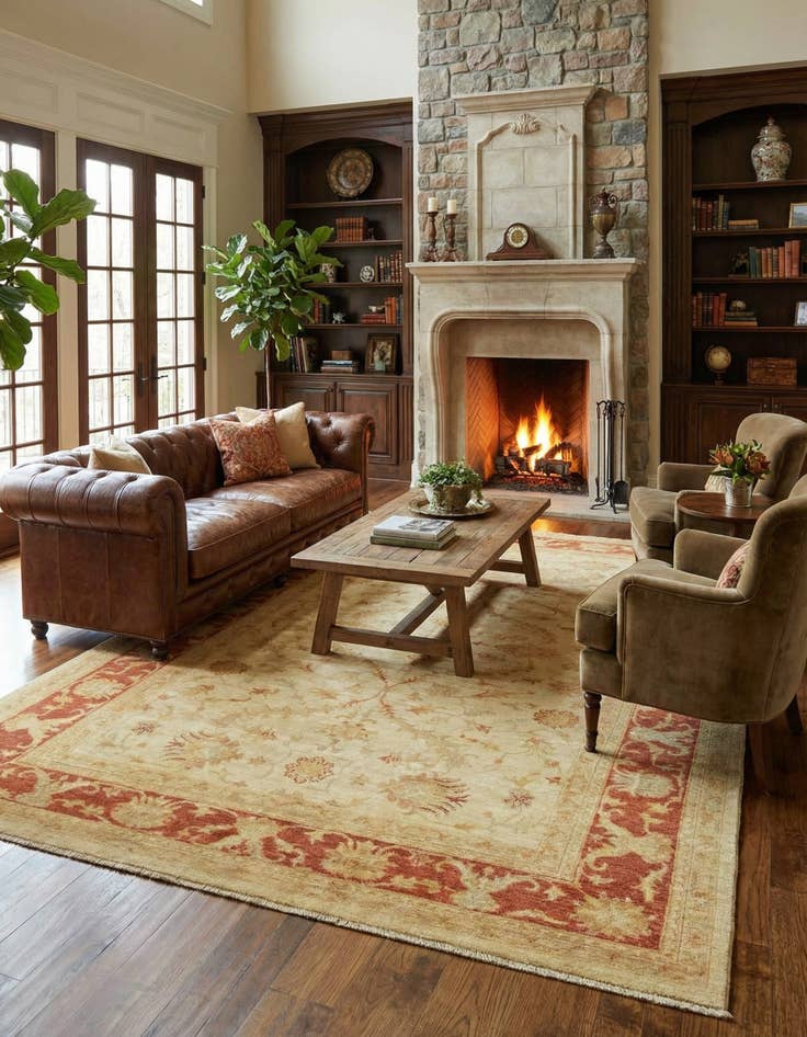 Detail image of 6' 8 x 9' 8  Hand Knotted Peshawar Ziegler Rug