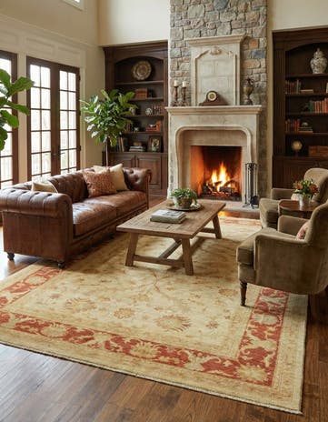 6' 8 x 9' 8 Hand Knotted Peshawar Ziegler Rug