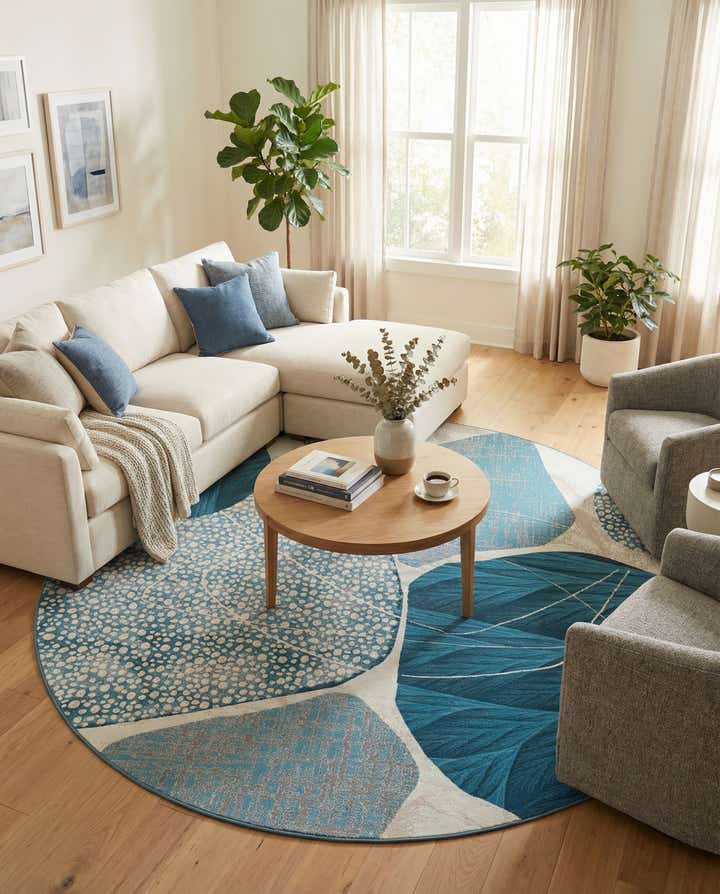10' x 10' Easy-Clean Modern Indoor / Outdoor Round Rug