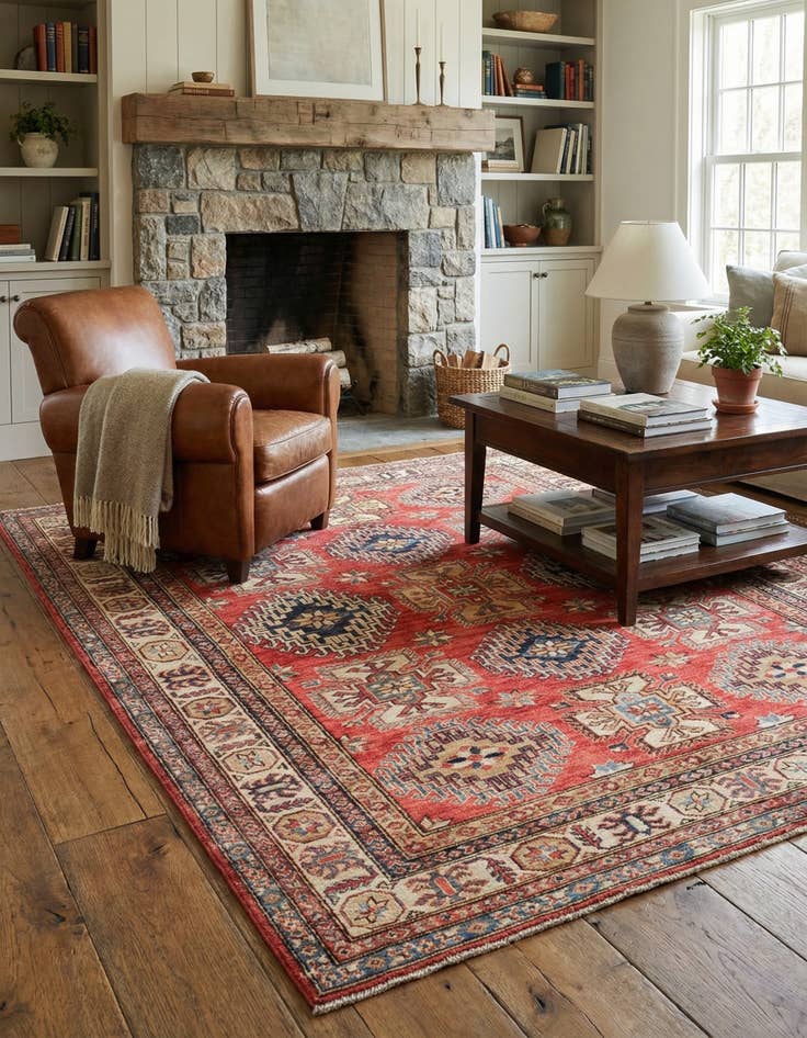 Detail image of 4' 11 x 6' 6  Hand Knotted Kazak Oriental Rug