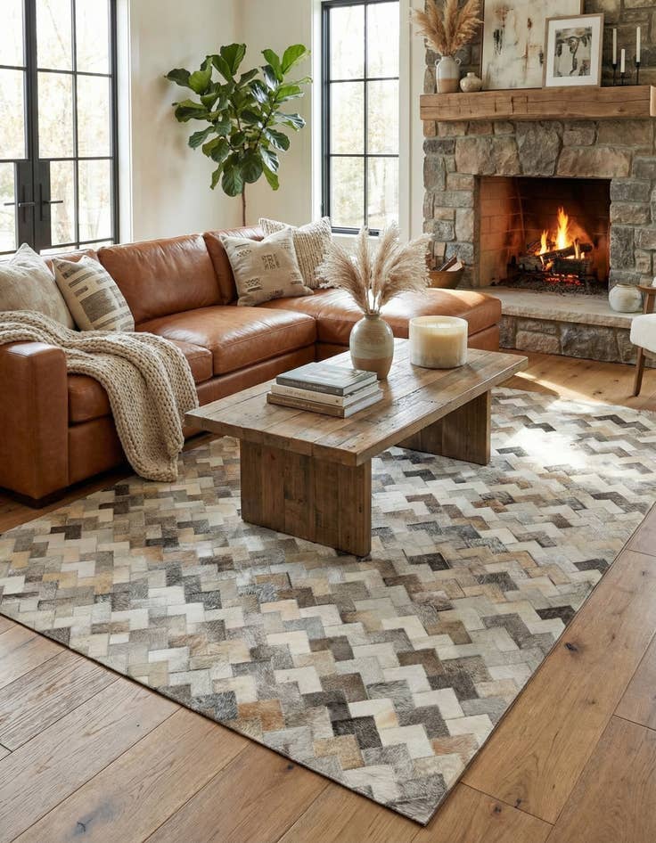 Detail image of 5' 7 x 7' 10 Cowhide - Patchwork Rug