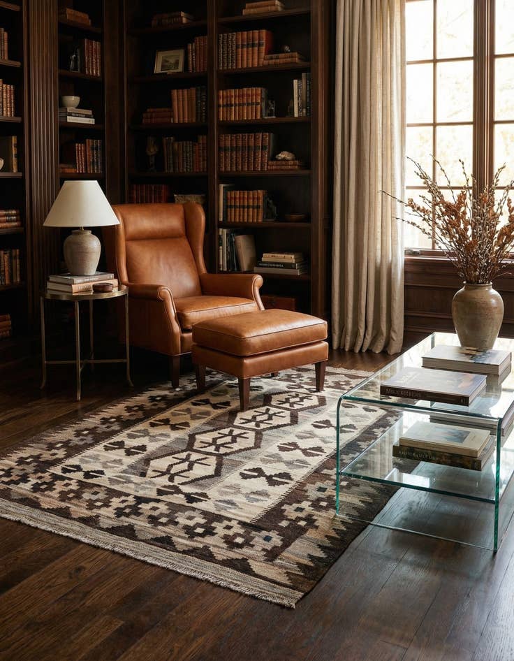 Detail image of 5' x 6' 9 Hand Woven Kilim Maymana Wool Rug