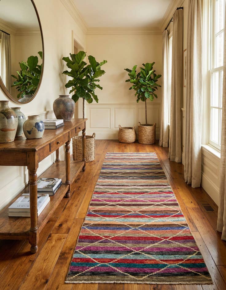 Detail image of 4' 1 x 12' 4  Hand Knotted Darya Wool Runner Rug