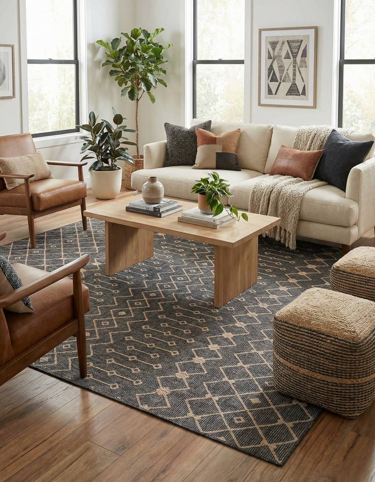 Detail image of 10' 8 x 10' 8 Easy-Clean Trellis Indoor / Outdoor Square Rug