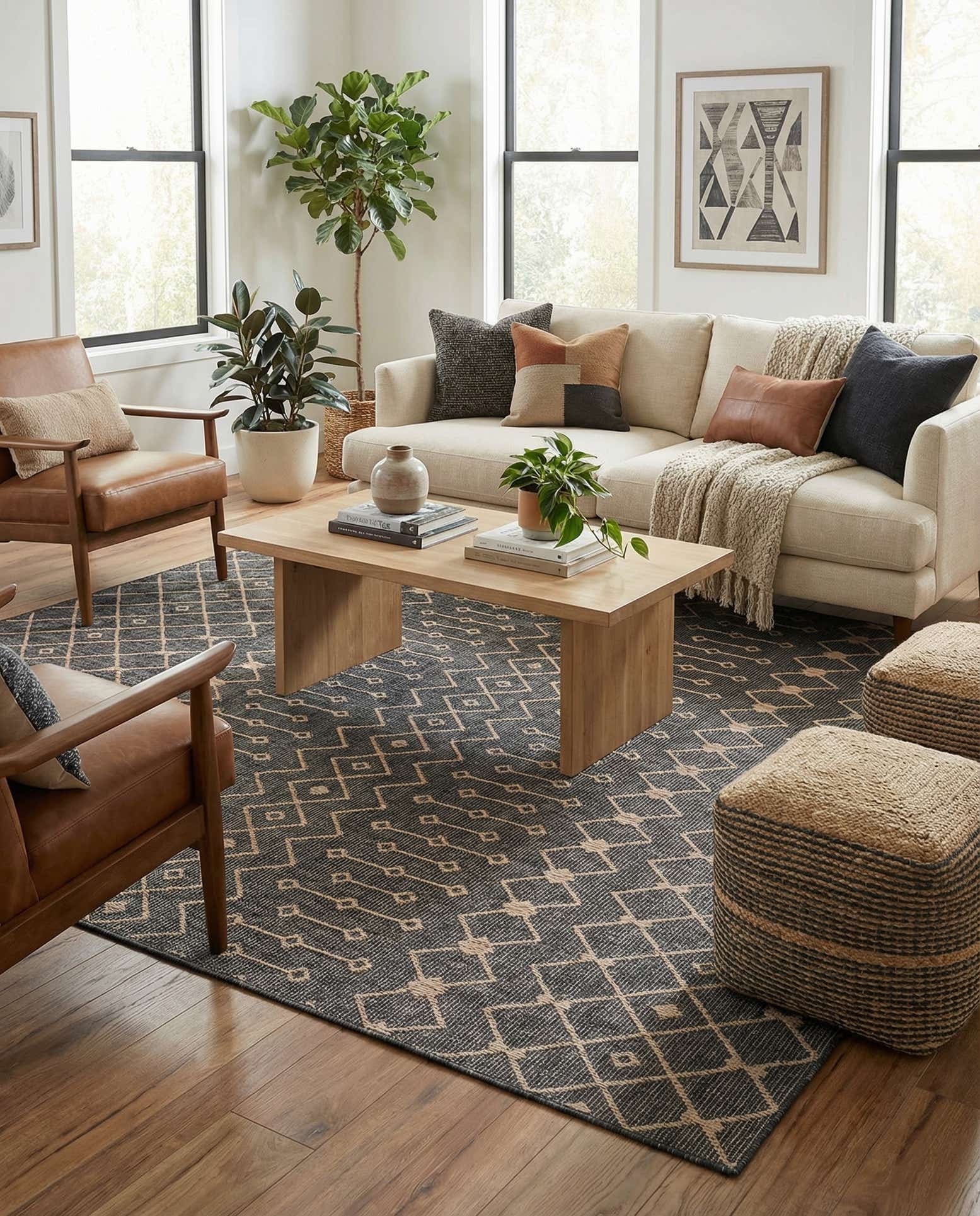 10' 8 x 10' 8 Easy-Clean Trellis Indoor / Outdoor Square Rug