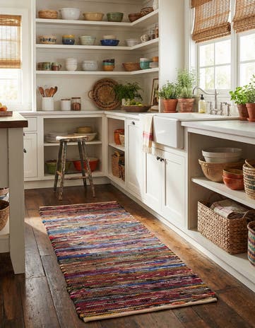 2' x 5' 1 Hand Woven Chindi Cotton Runner Rug