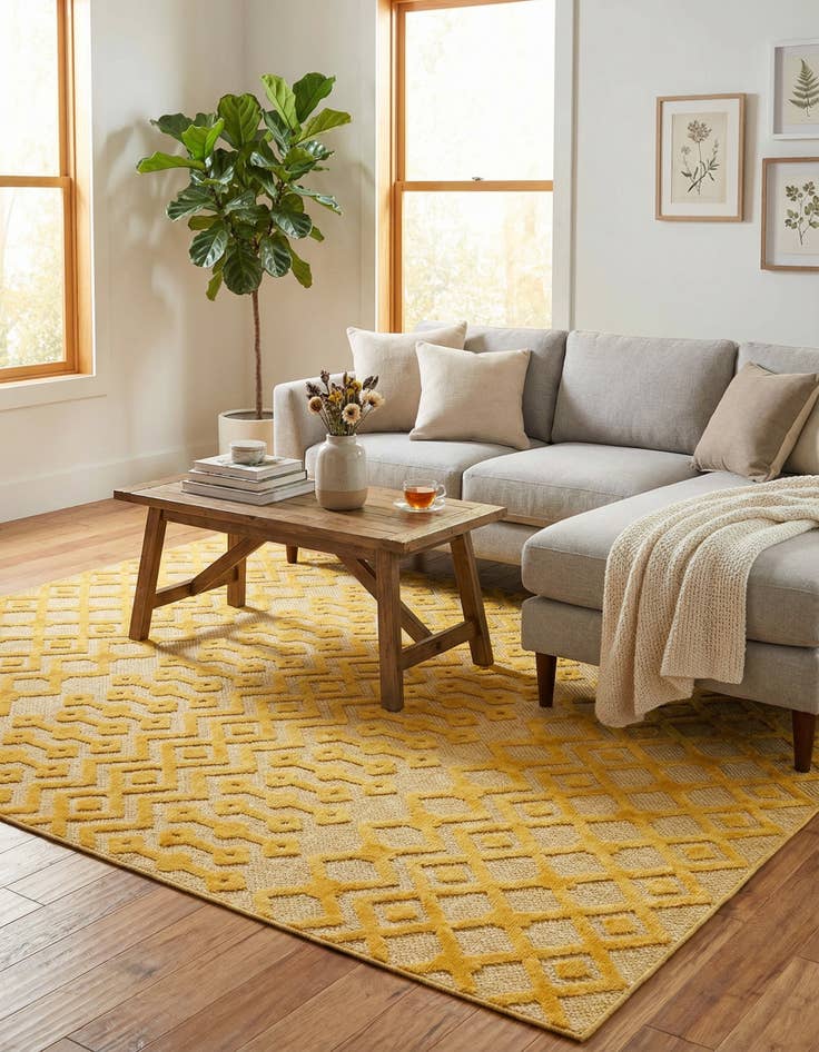 Detail image of  7' 10 x 10'  Washable Trellis Textured Indoor / Outdoor Rug