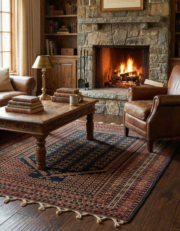 4' 2 x 5' 10 Hand Knotted Balouch Oriental Wool Rug
