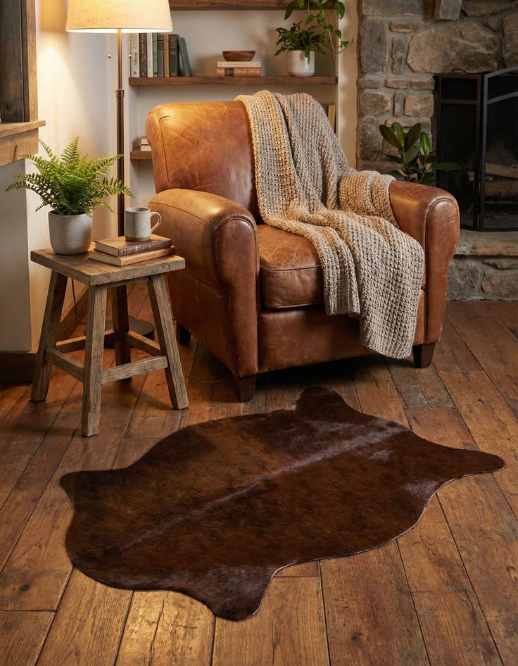 Detail image of 1' 8 x 2' 6 Cowhide Leather Rug