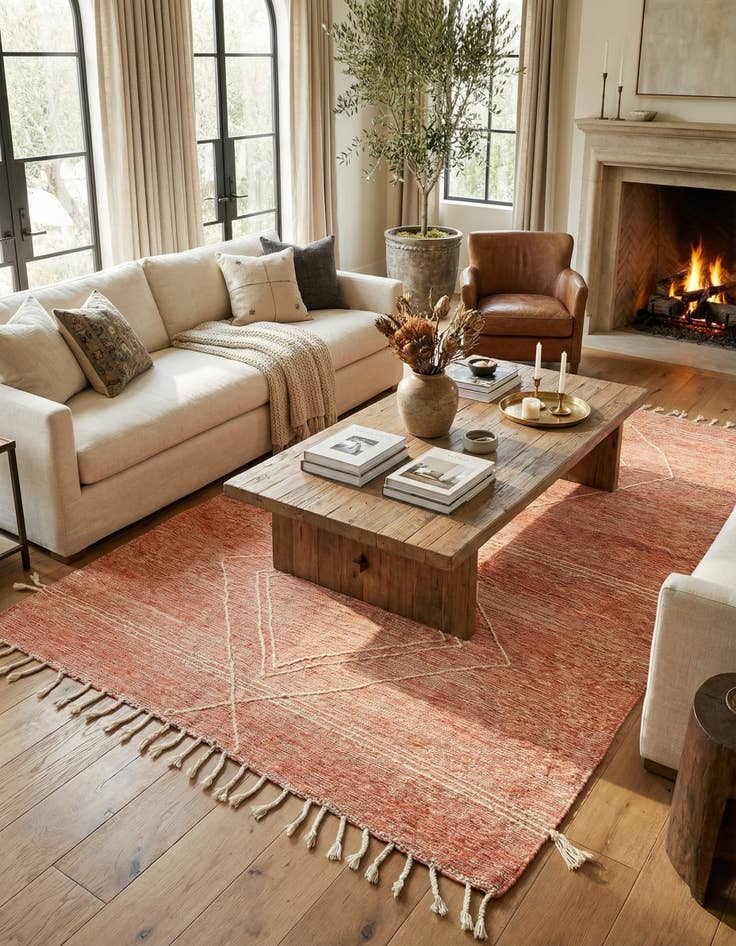 Detail image of 6' 3 x 10'  Hand Knotted Moroccan Wool Rug