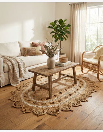 4' 1 x 6' 1 Handmade Braided Jute Oval Rug