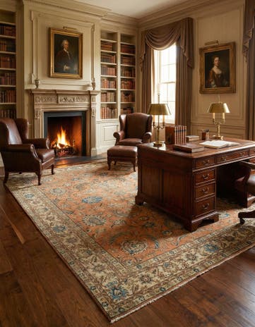 7' 7 x 11' 5 Hand Knotted Sarough Persian Wool Rug