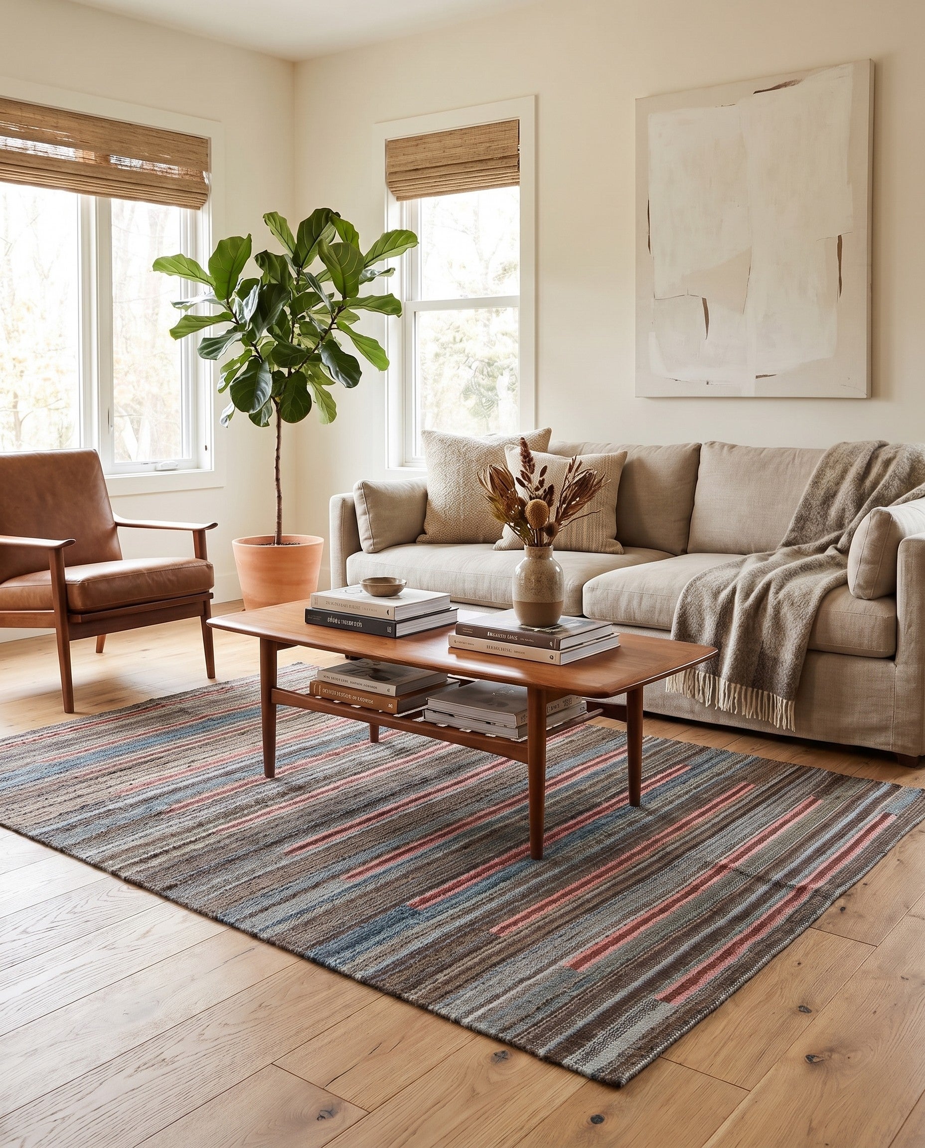 4' 3 x 6' Hand Woven Kilim Modern Wool Rug