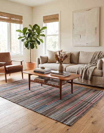4' 3 x 6' Hand Woven Kilim Modern Wool Rug