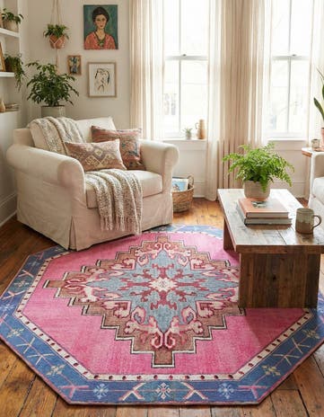 7' 6 x 7' 6 Washable Timeless Octagon Rug