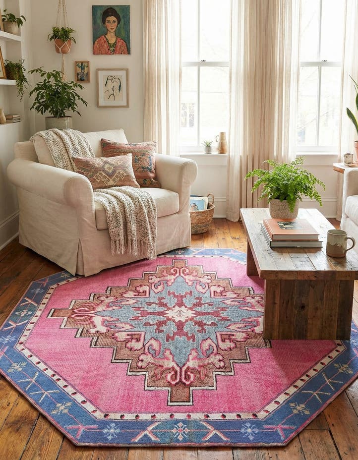 7' 6 x 7' 6 Washable Timeless Octagon Rug