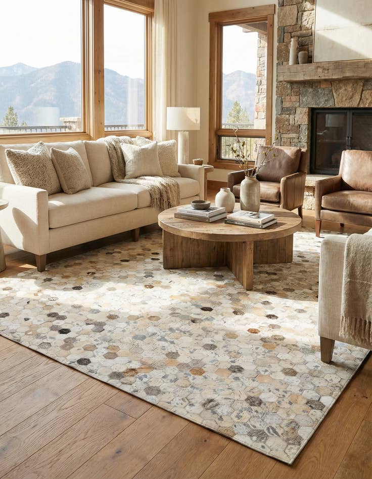 Detail image of 5' 1 x 8' Cowhide Stocks Rug