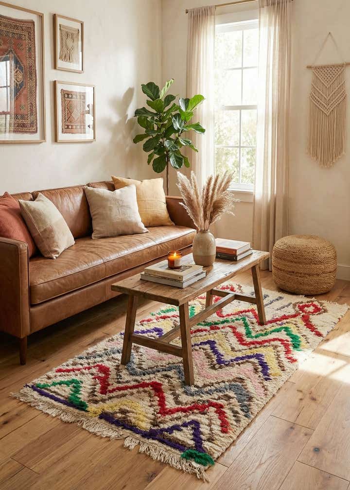 2' 7 x 5' 5 Hand Knotted Moroccan Wool Rug