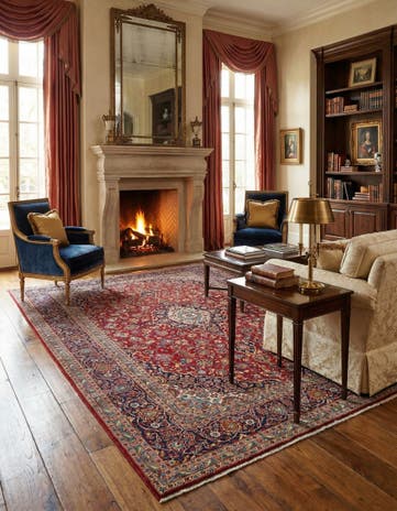 9' 8 x 13' 5 Hand Knotted Kashan Persian Wool Rug