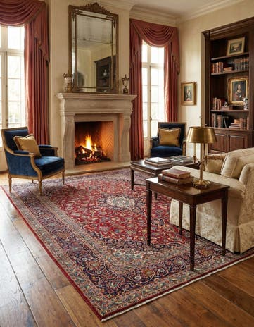 9' 8 x 13' 5 Hand Knotted Kashan Persian Wool Rug