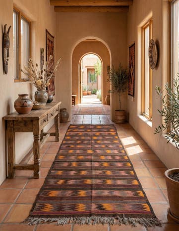 4' 10 x 12' 8 Hand Woven Kilim Fars Wool Runner Rug