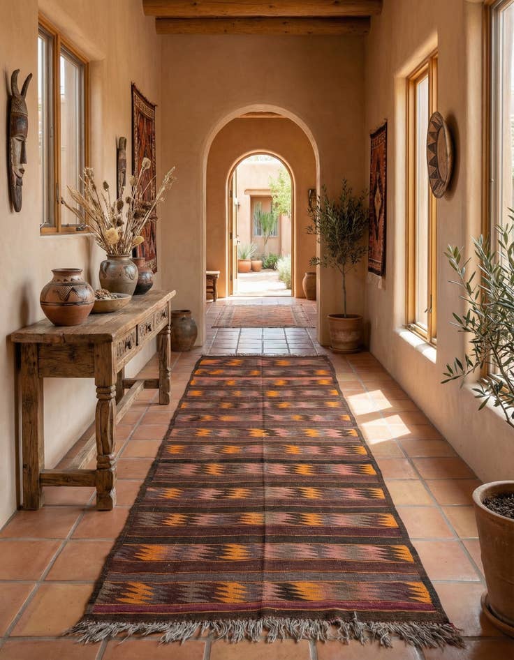 Detail image of 4' 10 x 12' 8  Hand Woven Kilim Fars Wool Runner Rug