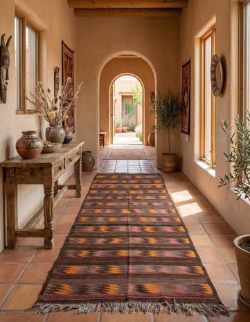 4' 10 x 12' 8 Hand Woven Kilim Fars Wool Runner Rug
