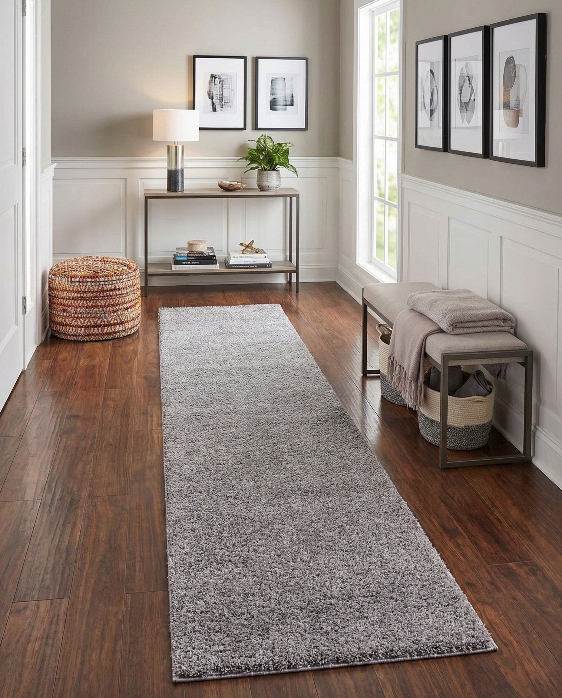  2' 7 x 10' Solid Shag Runner Rug