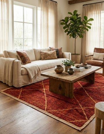 6' x 9' 5 Hand Knotted Moroccan Wool Rug