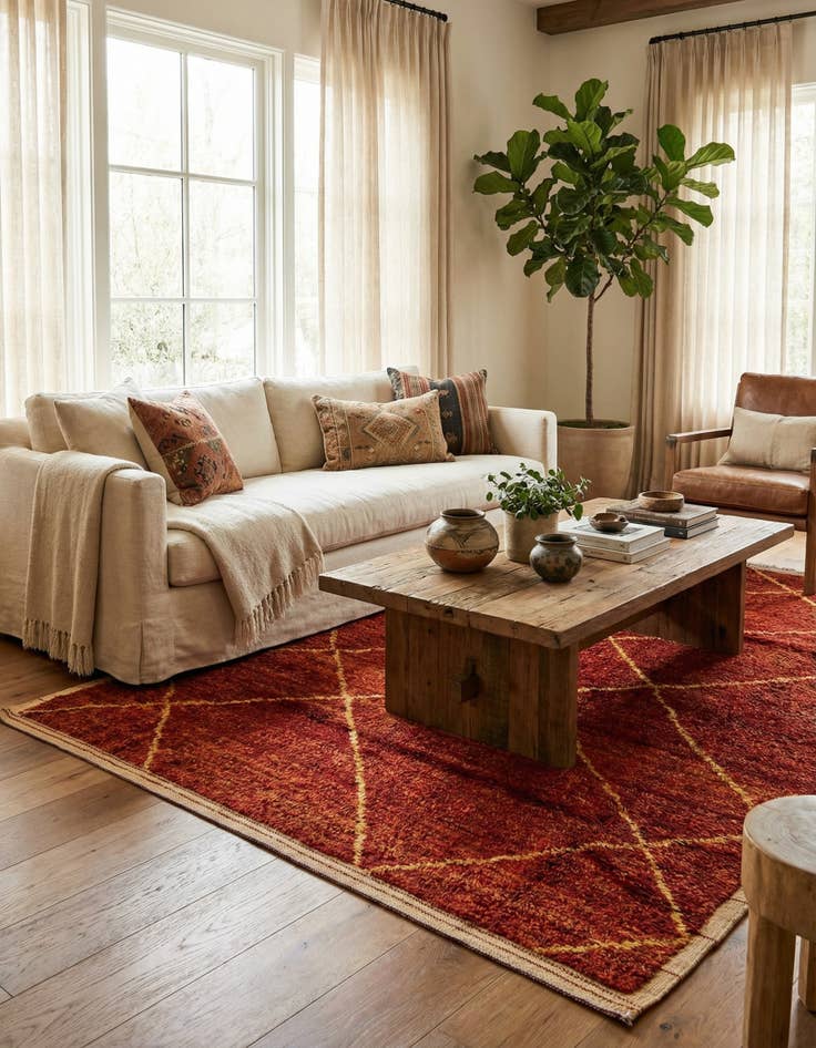 Detail image of 6' x 9' 5  Hand Knotted Moroccan Wool Rug