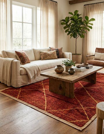 6' x 9' 5 Hand Knotted Moroccan Wool Rug